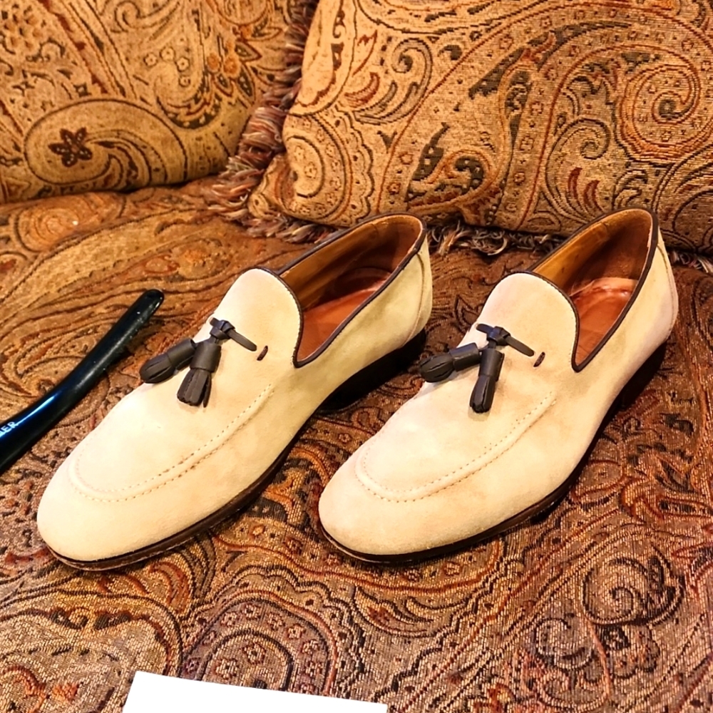 Mens loafer 7M Donald Pliner M070 Sand Suede Ario-02 in box non smoking